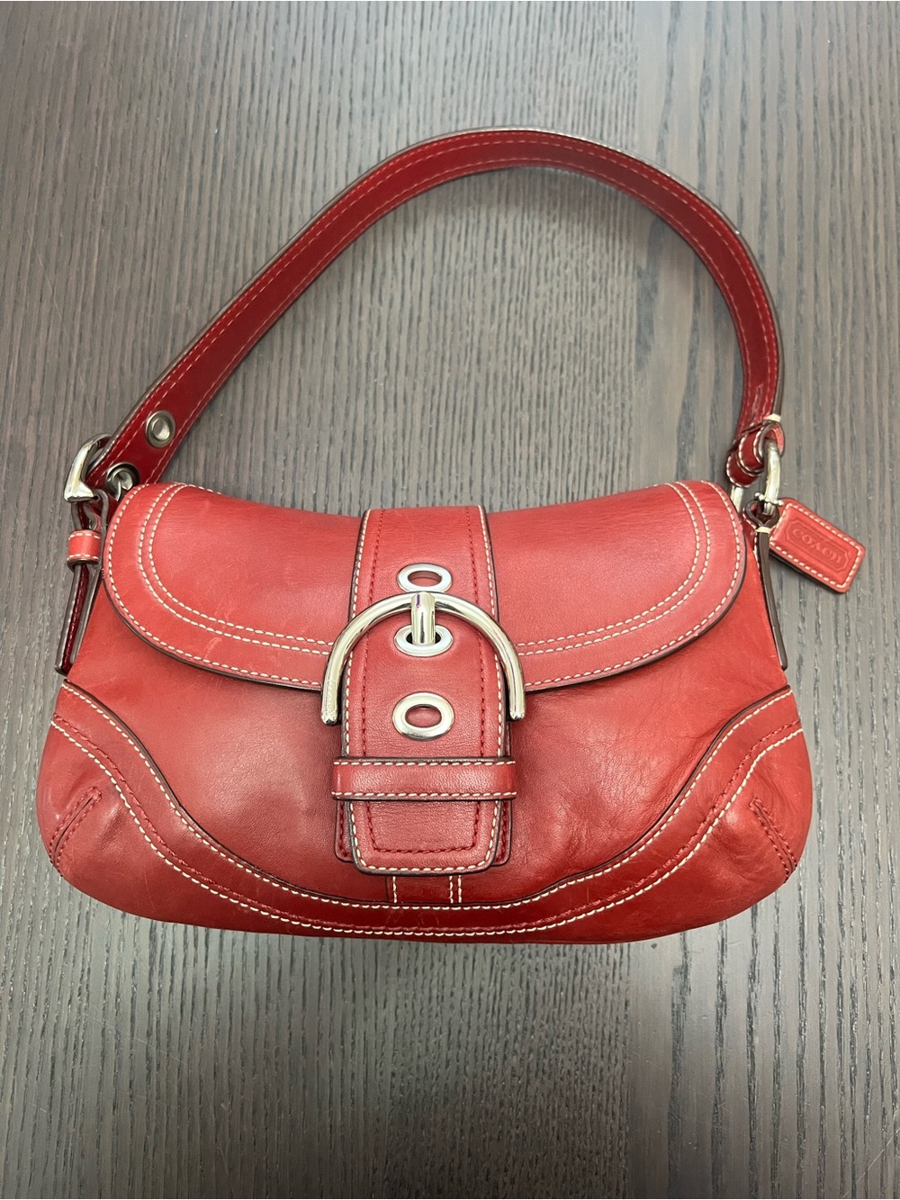 Coach F10909 SMALL Vintage Y2K 2007 Cherry Red Soho Leather Shoulder Bag